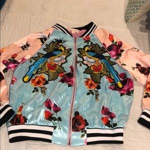 Faux Gucci Satin Bomber Jacket